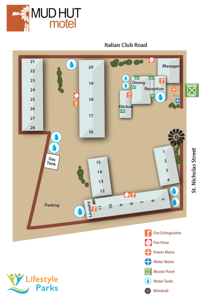 Mud Hut Motel Map