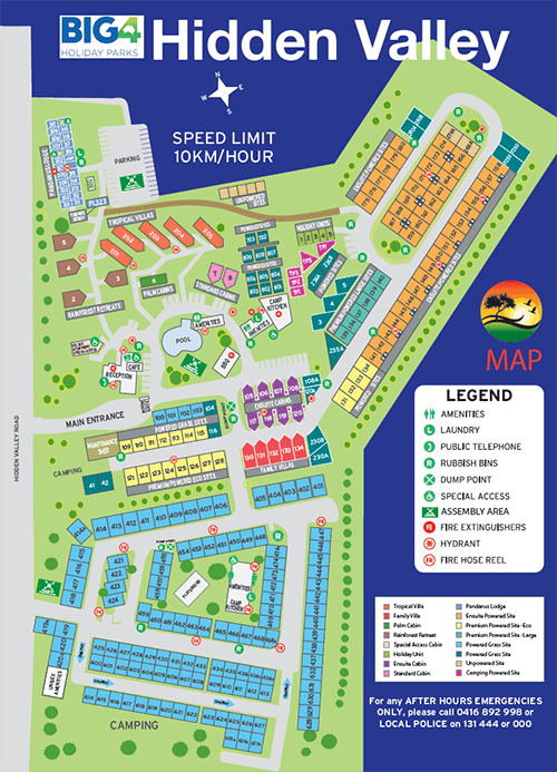 Big 4 Hidden Valley Park Map